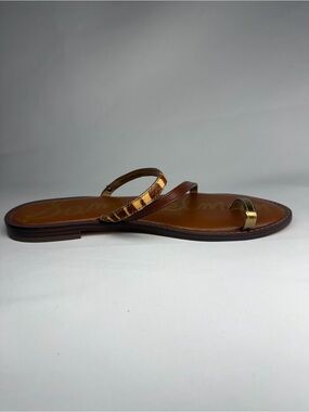 Sam Edelman Harlyn2 Brown and Gold Leopard Strap Slide Sandal
